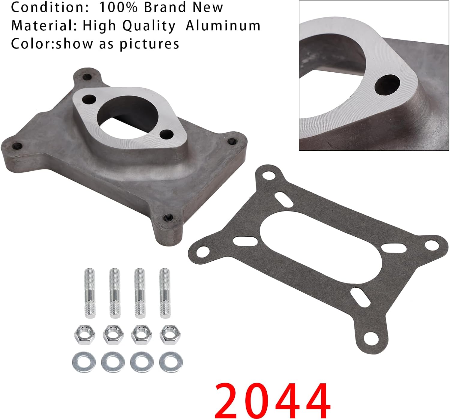 Bruce & Shark Carburetor Adapter 2044 for Holley Carburetor Mounting 2-Barrel to Small 1-Barrel, Includes Gasket & Hardware, 1.75 INCH Thickness