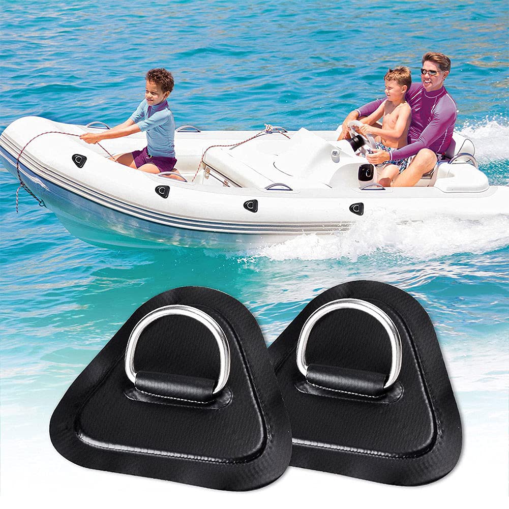 Aufblasbarer Boot D-Ring-Patch Heavy Duty Kayak Canoe D-Ring PVC-Patch-Zubehör 6 stücke schwarz