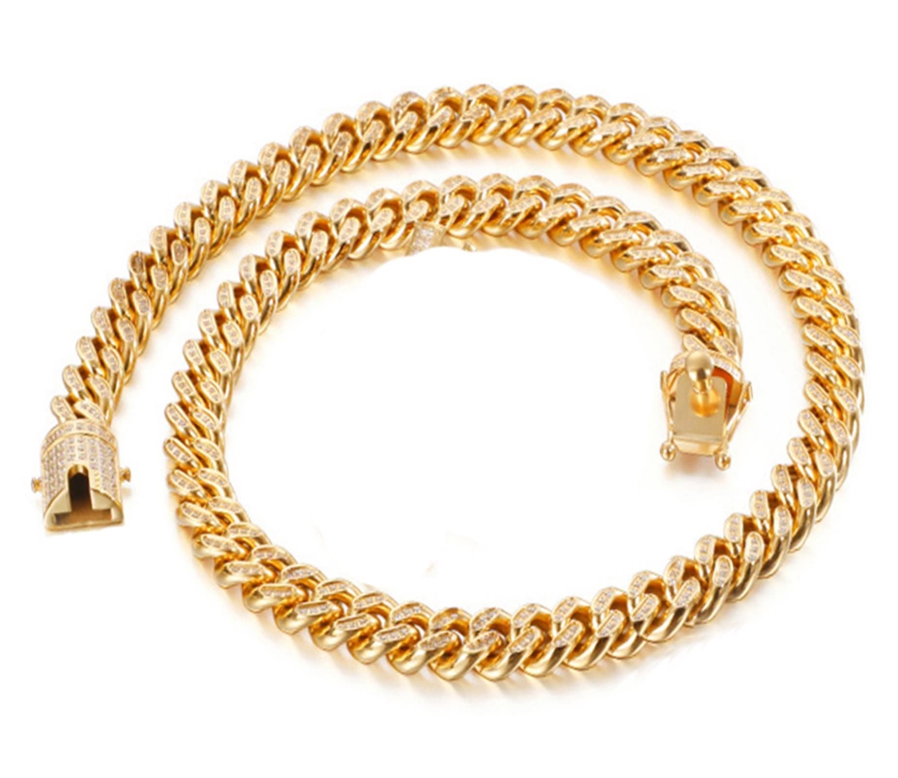 Wycian Bracciali da uomo in acciaio inox, larghezza catena 10/12 mm, stile hip hop, rap, San Valentino, regali per amici