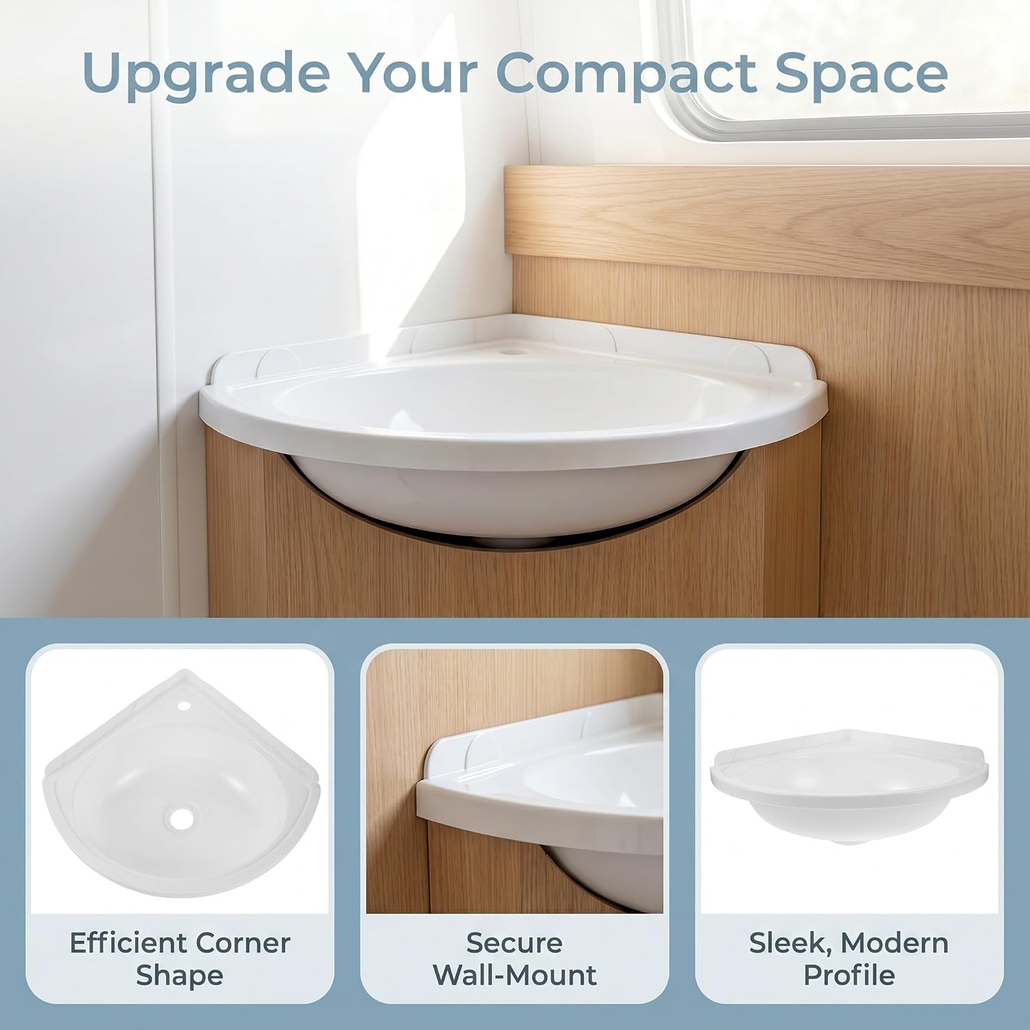 2pcs Mini Bathroom Sink Corner Basin, Triangle Shaped Plastic Wall-mounted Design Bracket, Lightweight Small Corner Sink for Camper Rv, Dorm, Garage, and Mini Homes