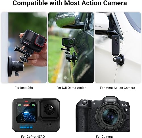 Miniatura 3 de PROfezzion Soporte magnético para GoPro, base de manget fuerte con cabezal de bola desmontable de rotación de 360° para GoPro Hero