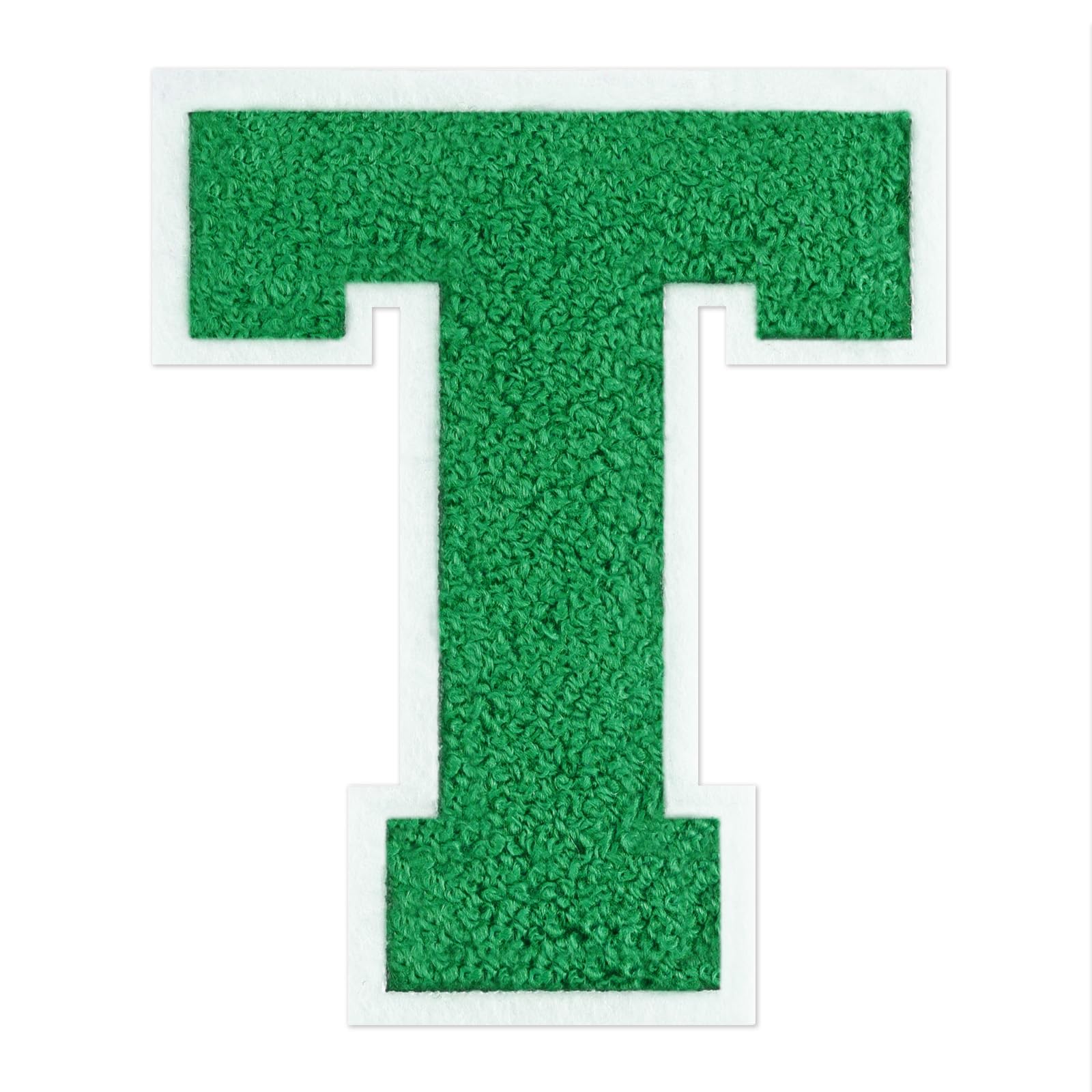 QianSiLi 6.0 Inch Chenille Iron On Letters for Clothes Varsity Letter Patches Embroidered Patch Iron On Patches for Clothing Jacket/Hoodie/Varsity (Green,T) — image 1