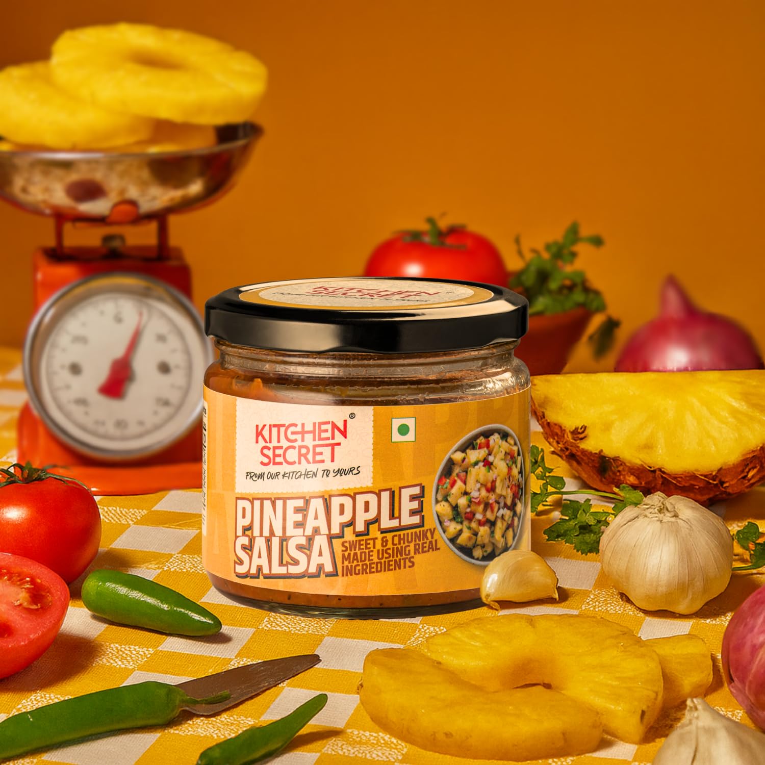 Kitchen Secret Pineapple Salsa 300gm - Salsa Dip Sauce with Tomato & Green Chilli - No Added Preservatives - Ideal for Snacks & Dips - Tasty Pineapple Sauce for Parties & More - Image 2 thumbnail