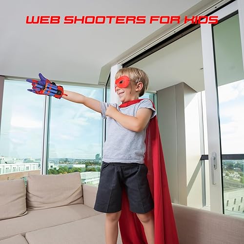 Miniatura 7 de ELBPYUT Juego de 2 juegos de tiradores de telaraña y 3 objetivos de disparo para niños y niñas, juguetes de superhéroes adecuados para juegos de