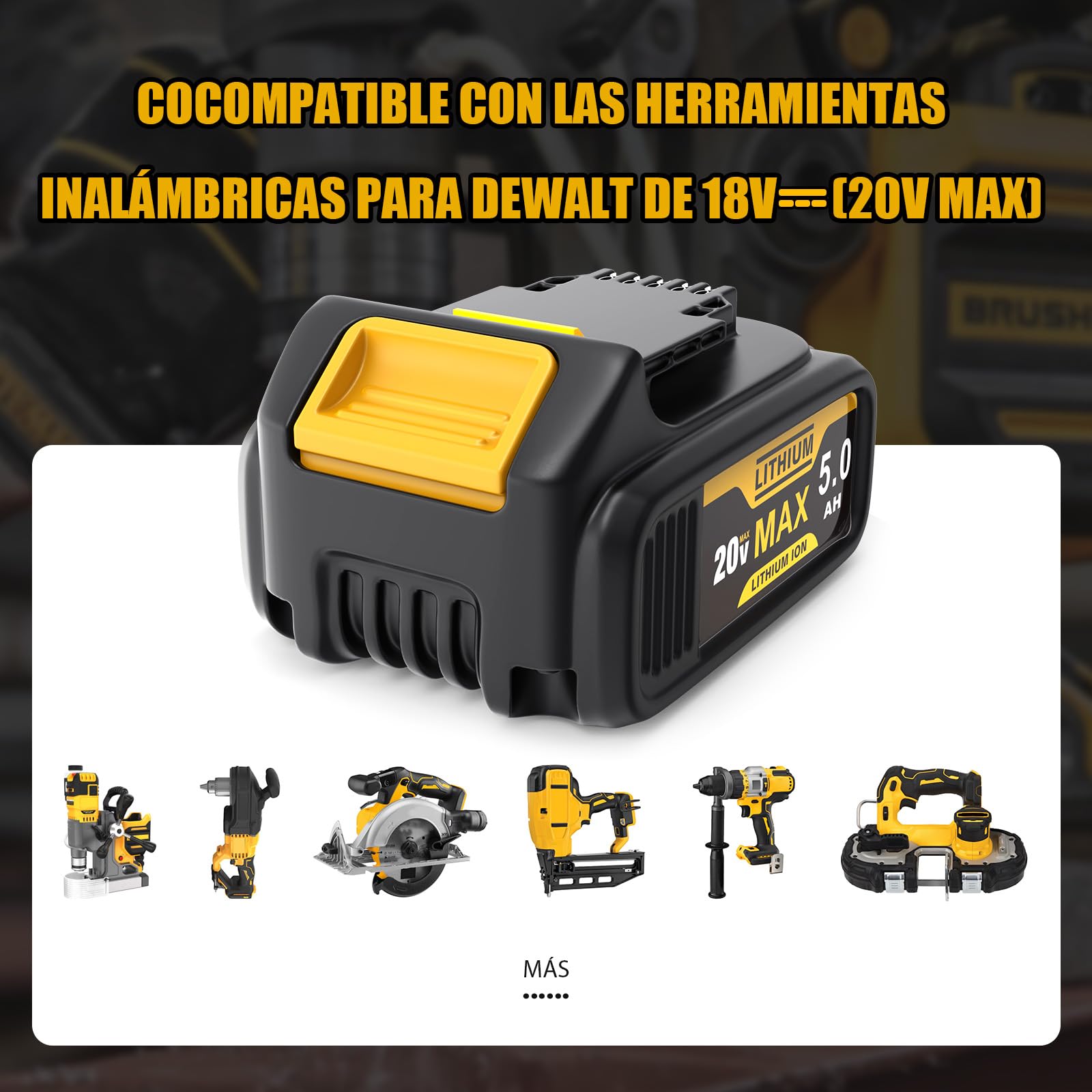Batería de Repuesto para Dewalt 18V: Batería de Ion de Litio de 5Ah para DCB200 DCB201 DCB180 DCB181 DCB182 DCB184 (2 Unidades)