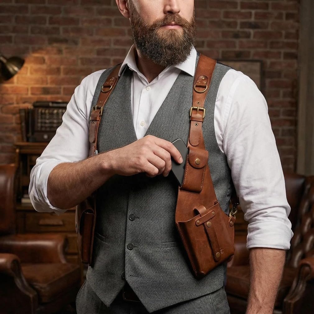 Underarm Shoulder Bag for Men and Women,Premium Leather Adjustable Holster Under Arm Bag,Sentinel Shoulder Bag