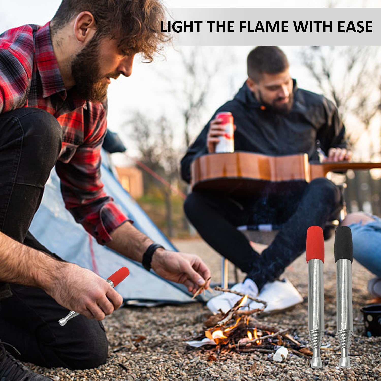 Soufflet Camping Acier Inox Bâton Souffleur De Feu En Acier Inoxydable - Télescopique 6 Sections - Pour Camping, Cheminée - 63,5 Cm Boufadou Cheminée