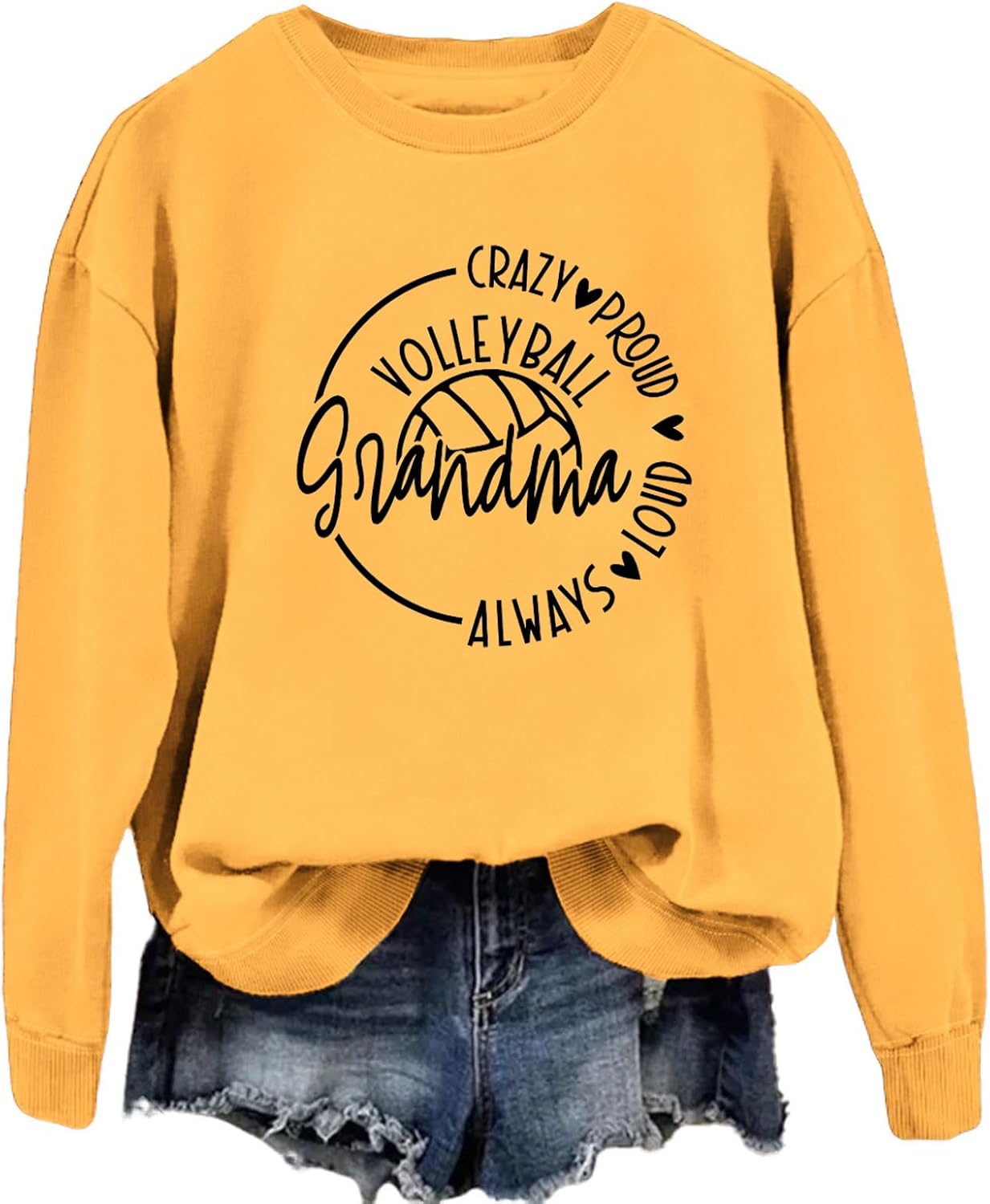 Volleyball Grandma Sweatshirt, Sports Grandma Shirt, Womens Letter Print Casual Fall Winter Crew Neck Pullover Top