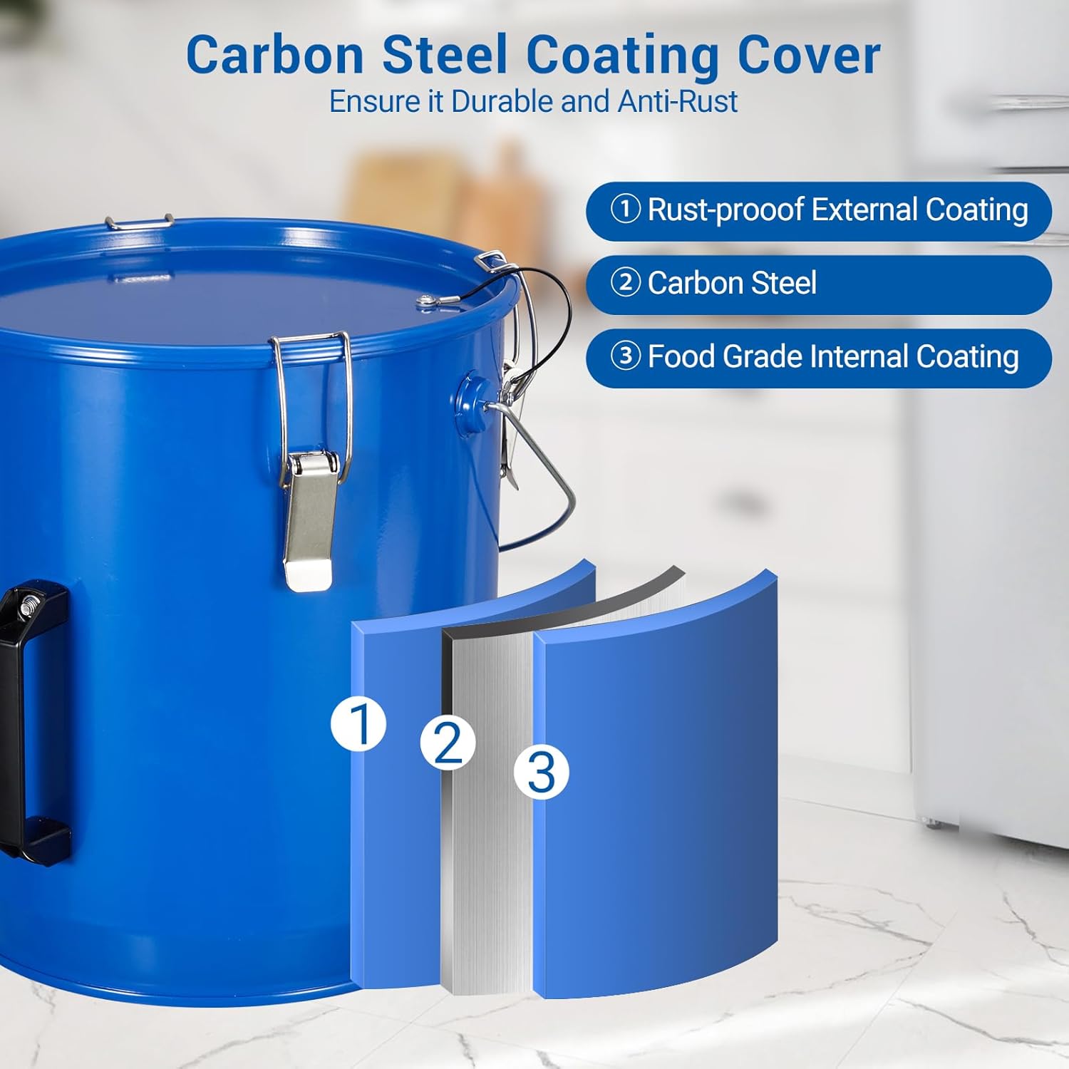 Fryer Grease Bucket 6 Gal, Fryer Oil Bucket with Lid, Oil Disposal Caddy, Coated Carbon Steel Oil Filter Pot with Rust-Proof Coating, Fryer Oil Transport Container with Lock Clips & Filter Bag