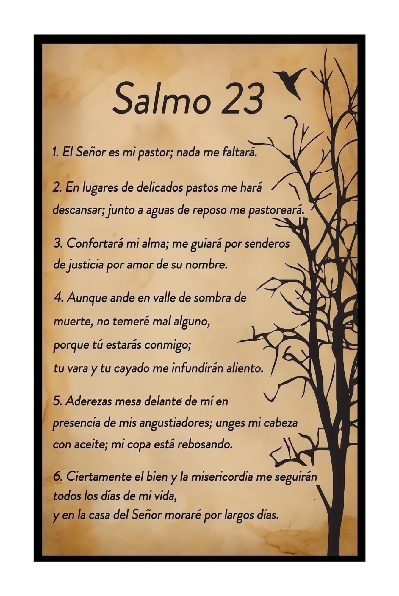 AUOQKQUT Cuadro Salmo 23 El Señor Es Mi Pastor Versículo Bíblico Decoración Cristiana para Hogar Oficina Oratorio y Iglesia Regalo Espiritual Unframed,12x18inch(30x45cm)