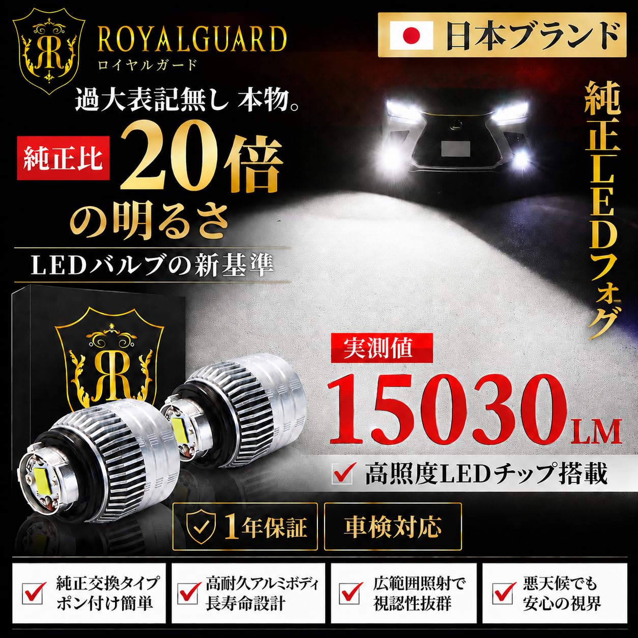 Amazon.co.jp: L1B LEDフォグランプ 爆光ホワイト 6000K ロイヤル