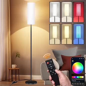 Qaubauyt Smart RGB Floor Lamp - 60.6" Tall, APP & Remote Control, Dimmable White & Color Lights - View #11