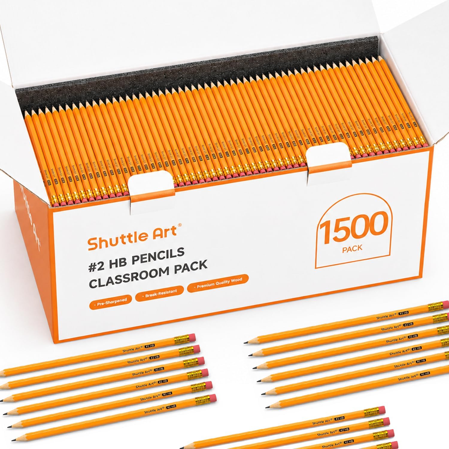  Wood-Cased #2 HB Pencils, 1000 Pack Sharpened Yellow Pencils with Erasers, Bulk Pack Graphite Pencils for School and Teacher Supplies, Writing, Drawing and Sketching thumbnail