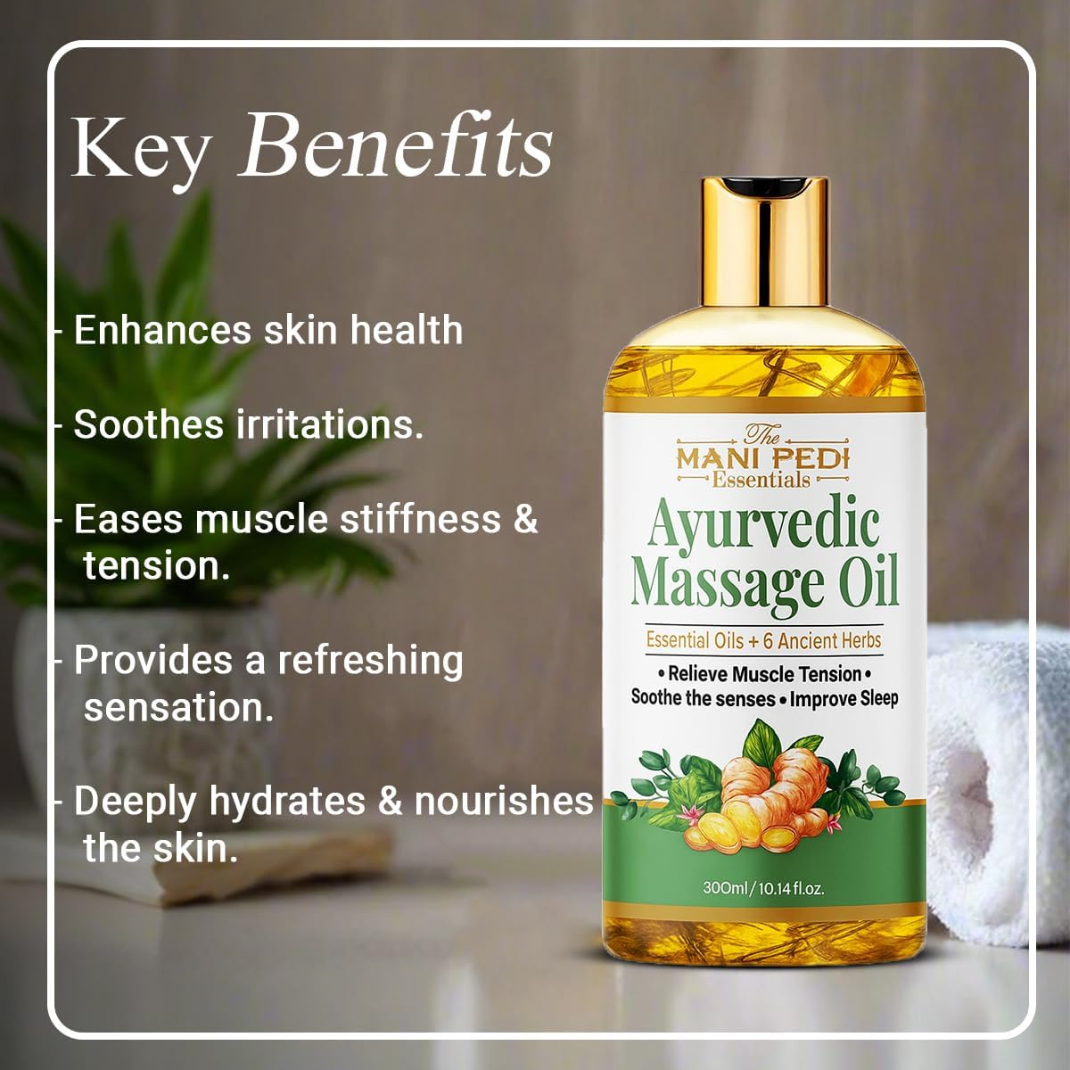 Ayurvedic Massage Oil enriched with Clove, Almond, Lemongrass & Lavender Oils & 6 Ancient Herbs. Relieves Muscle Tensions, Calms Nerves, Soothes. 100% Natural 300ml - Image 3