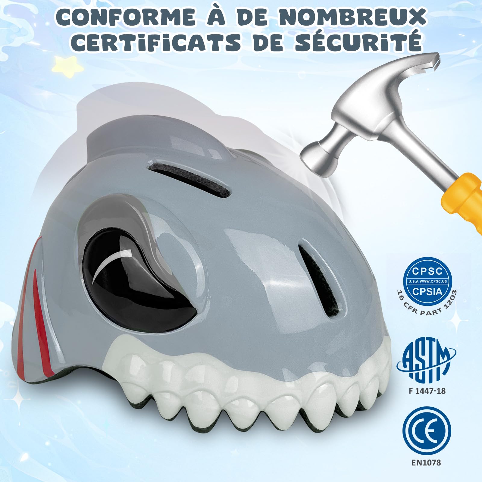 LeapBeast Casque Vélo Enfant -Casque 3D Cartoon Réglable Respirant, Casque de Patineur pour Enfants, pour Garçon et Fille, pour Vélo, Skateboard, Scooter, Scooter