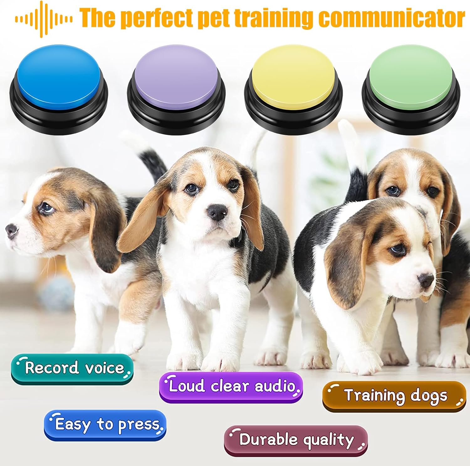 4 Pcs Voice Recording Button, Pet Communication Buttons, 20 Second Record Pet Training Buttons for Animal Office Home Game