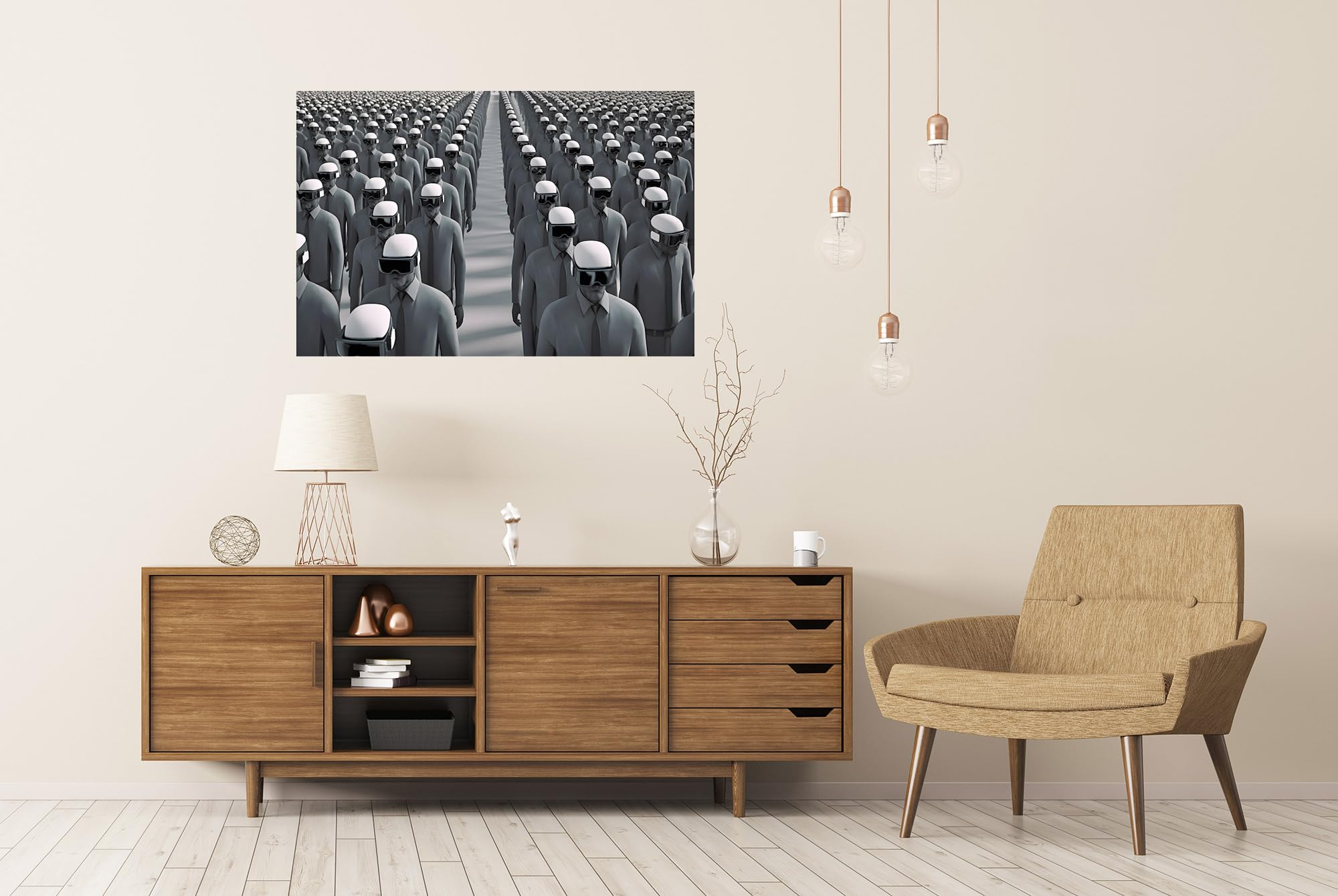 islandburner Prime XXL - Póster de multitud fascinado por las gafas de realidad virtual - exquisito mural de alta resolución para sala de juegos, estudio de realidad virtual, imágenes de alta calidad,