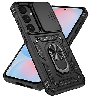 Case for Samsung Galaxy A37 5G,with Slide Camera Cover Black TC | with Ring Holder Kickstand,Camera Protective,Military Grade Protection,Heavy Duty Shockproof Protective,Rugged Durable - Amazon product rated Grade A