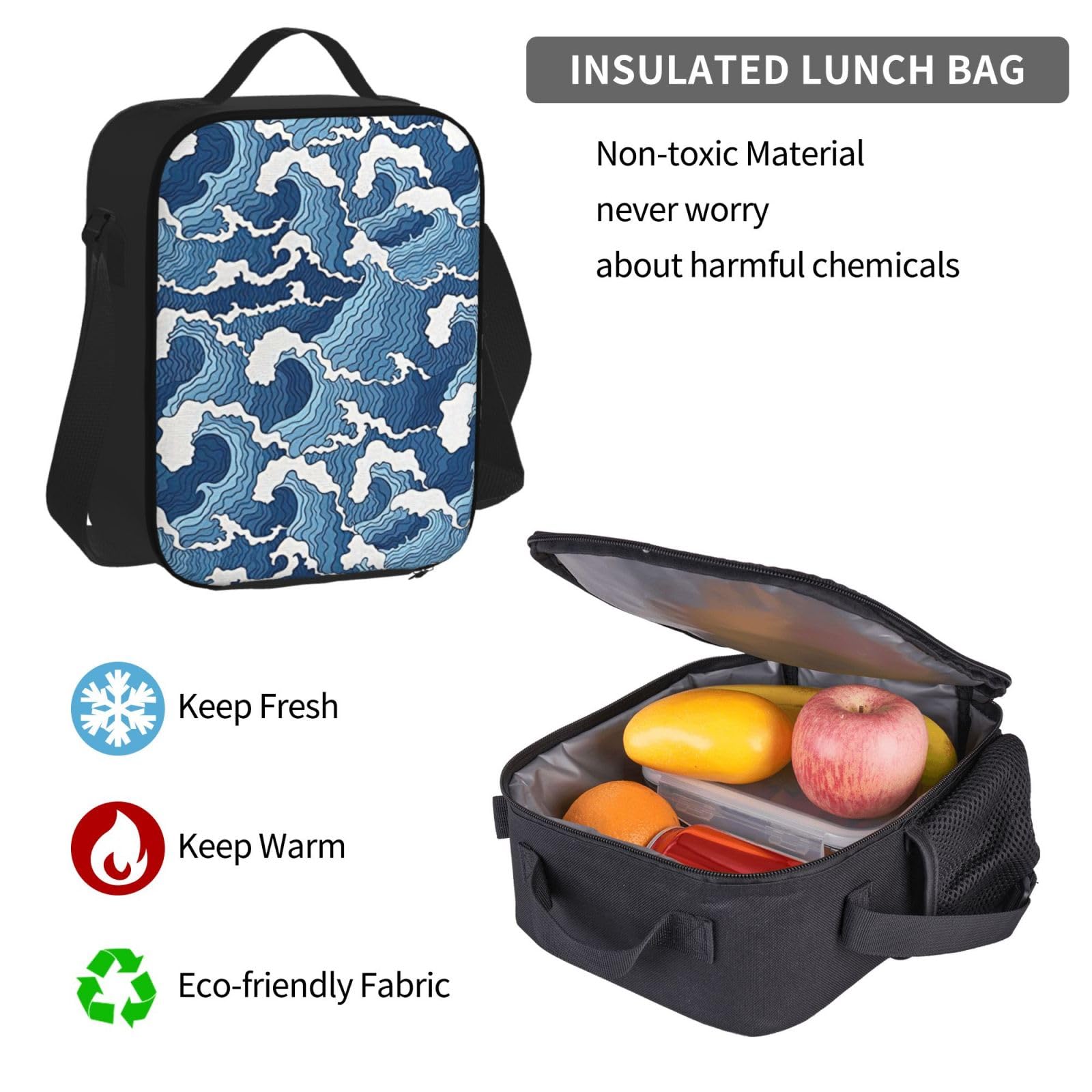Zaino, borsa portapranzo, astuccio, set da 3 pezzi, per lavoro e