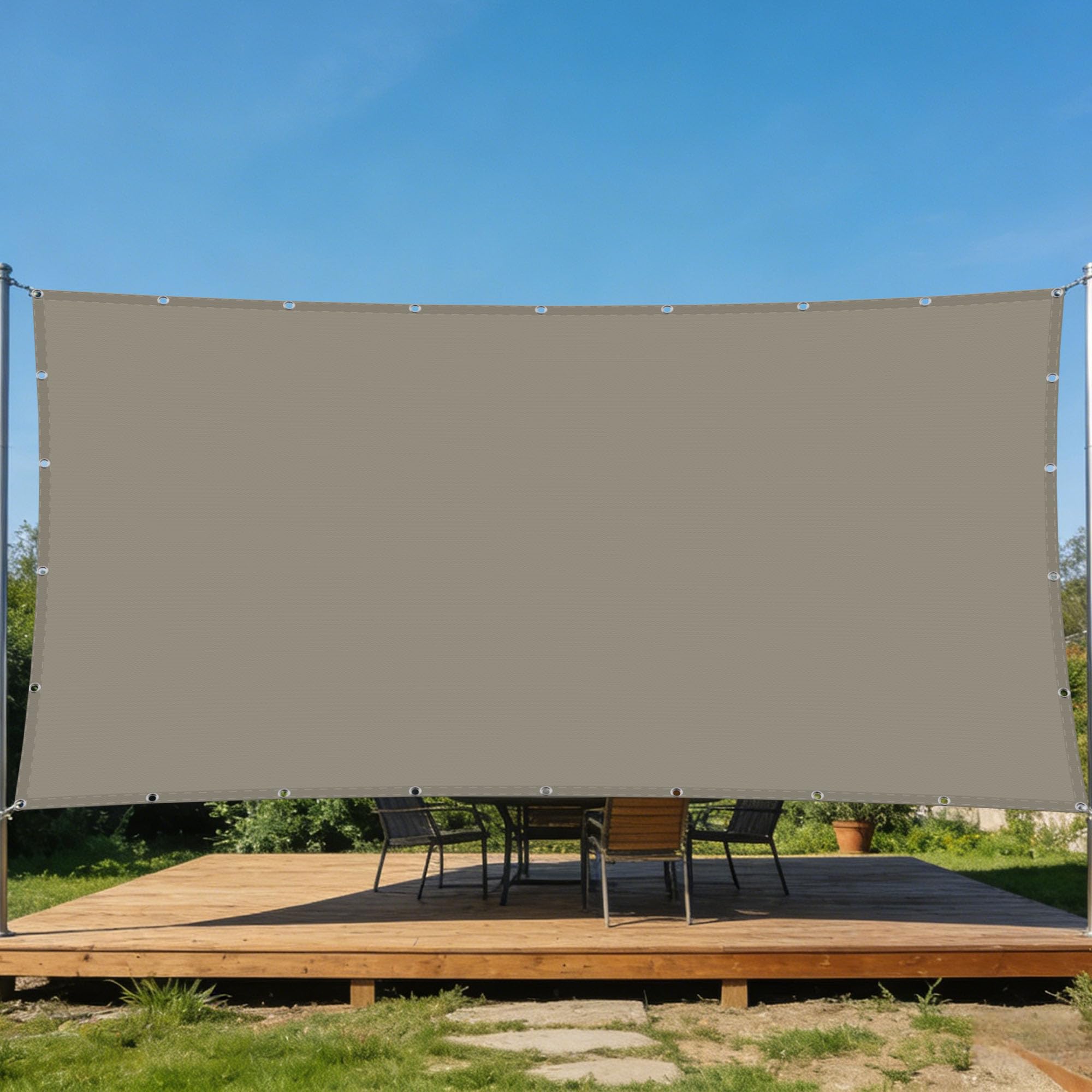 Toile d'ombrage rectangulaire 1,6x4m taupe imperméable pour votre terrasse