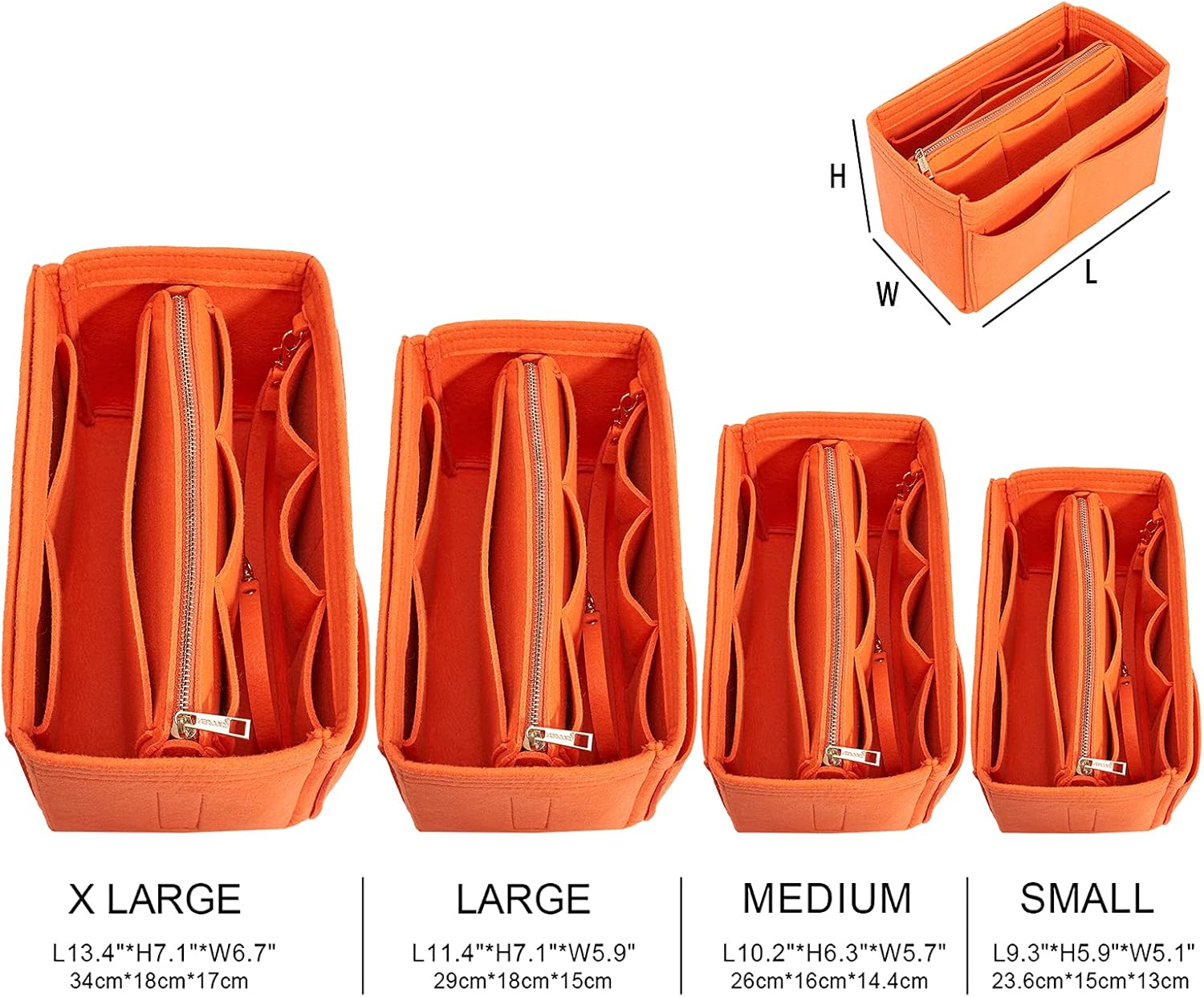 Vercord Felt Organizer Insert For Purse Handbag Tote Bag In Bag Inside Shaper Divider Neo Orange X-Large - Image 4