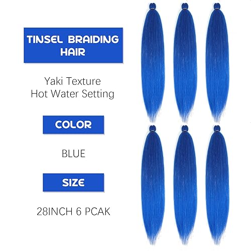 Miniatura 2 de AGO Cabello trenzado preestirado de 28 pulgadas, mezcla de oropel para trenzar con agua caliente, Yaki lacio sintético (28 pulgadas (paquete de 6),