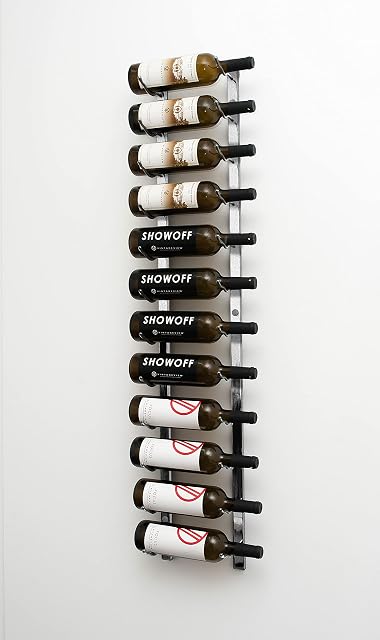 VintageView Wall Series 4 Wall Mounted Metal Wine Rack (1220mm, 12 Bottles, Brushed Nickel)