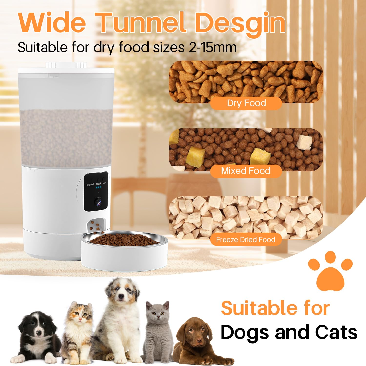 Automatic Cat Feeder with 2K Camera and Smart App, 6L Smart Pet Food Dispenser for Cats/Dogs, Timed Auto Control Meals, 2.4G / 5G WiFi, Auto Pet Feeder for Cats and Dogs, Easy Clean