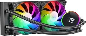 Mars Gaming ML-LCD240, Raffreddato a Liquido AIO, TDP 500W, 2x Ventole ARGB 120mm FDB, Display LCD con Monitoraggio della …