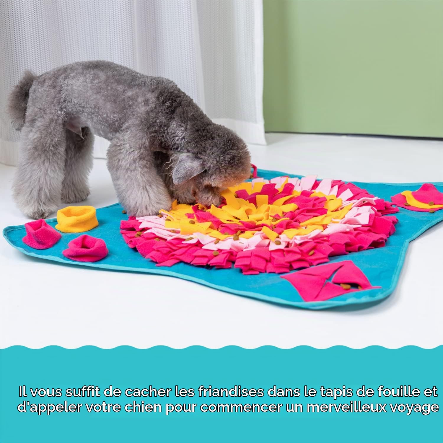 Nobleza 70 * 70cm Tapis Fouille Chien Snuffle Mat, Alimentation Lente Jouet Reniflant Couverture Pliable, Durable, Lavable