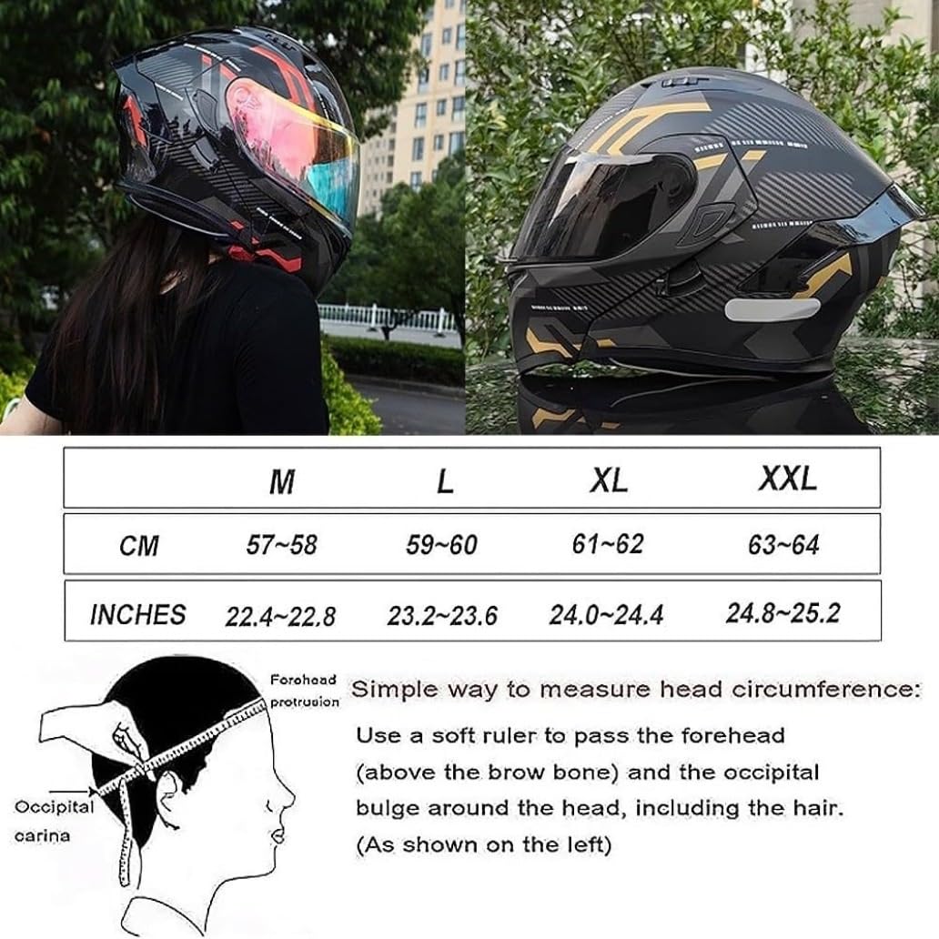 Bluetooth Cascos Modulares de Moto, Casco Abatible ECE/Dot Homologado, Casco Modular Integrado con Visera Solar Doble Antivaho y Forro Extraíble