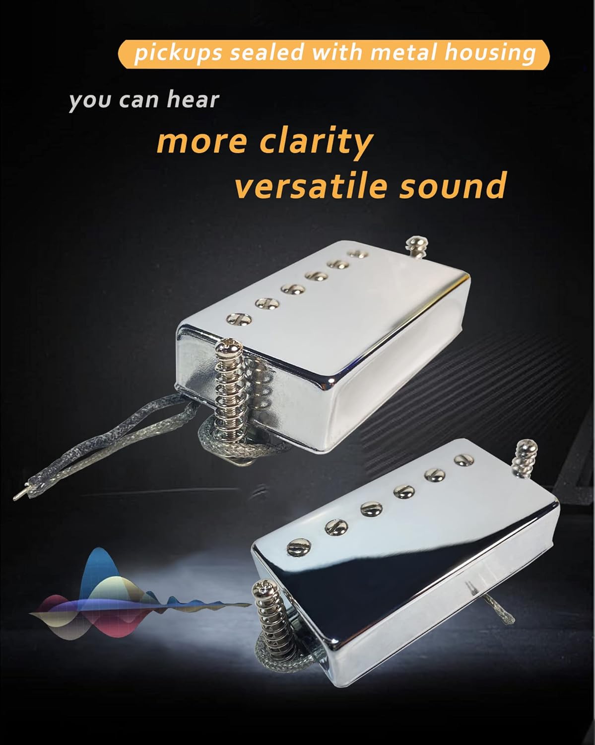 Seale Humbucker Pickups Set, Dual Coil Pickup with Alnico 5 Magnets Fit for Playing Kinds of Music, Electric Guitar Neck n Bridge Humbucking Pick-up Included, Chrome