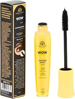 Global Fashion WOW Effect Maximizer 5D – 5-in-1 Volumizing & Lengthening Mascara, Deep Black Precision Curl & Separation, Lash-Care Formula, Smudge-Proof, Clump-Free, 9.5 ml (Mascara Effect)