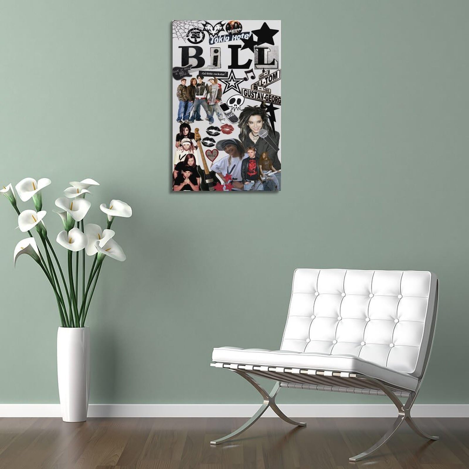 Tokio Music Hotel Bill-Kaulitz Poster vintage décoratif sur toile pour salon, chambre à coucher, style cadre, 60 x 90 cm