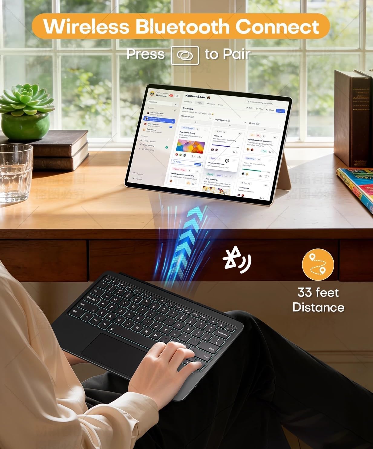 Surface Pro 12" Device Keyboard, 7 Color Backlits Bluetooth Wireless Magnetic Type-Cover for Microsoft Surface Pro 12 inch 2025, Smart Sleep/Wake Multi-Touch Trackpad, Ultra-Slim Type-C Rechargeable