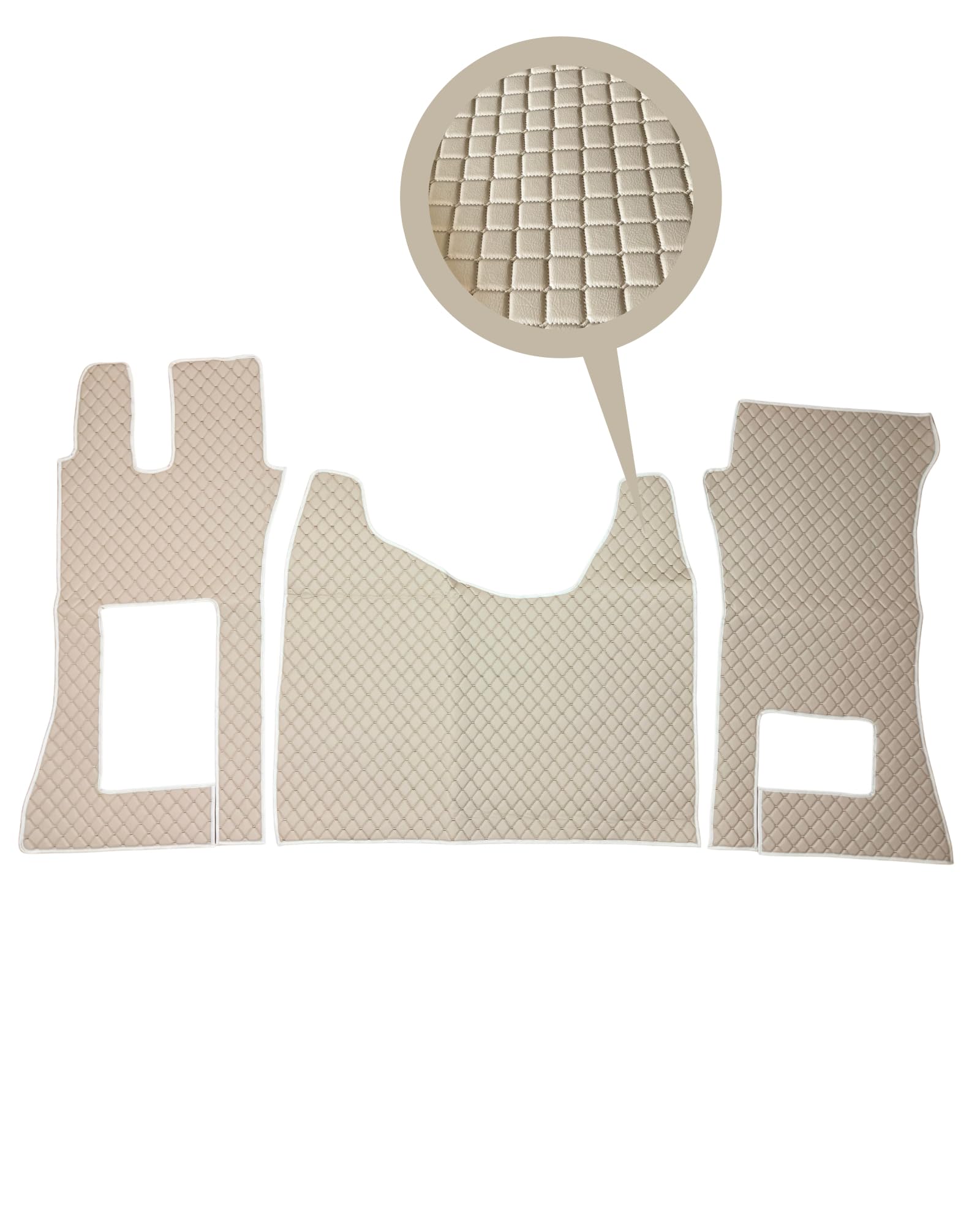 Tappetini per camion Mercedes Actros F con tunnel del motore da 12 cm e ampio abitacolo (beige con cuciture beige)
