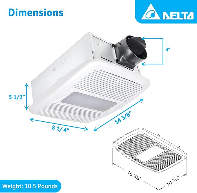 Ventilador Extractor para Baño con Luz LED y Calefactor 80 CFM miniatura 3
