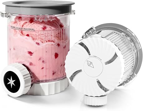 2 Pack Ice Cream Pints & Lids Compatible with Ninja Cream NC701UK NC700UK Series, 480ml BPA-Free Swirl Tubs for Scoop & Soft Serve Makers,Dishwasher Safe Extra Containers with Color-Coded Lids