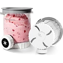2 Pack Ice Cream Pints & Lids Compatible with Ninja Cream NC701UK NC700UK Series, 480ml BPA-Free Swirl Tubs for Scoop & Soft Serve Makers,Dishwasher Safe Extra Containers with Color-Coded Lids