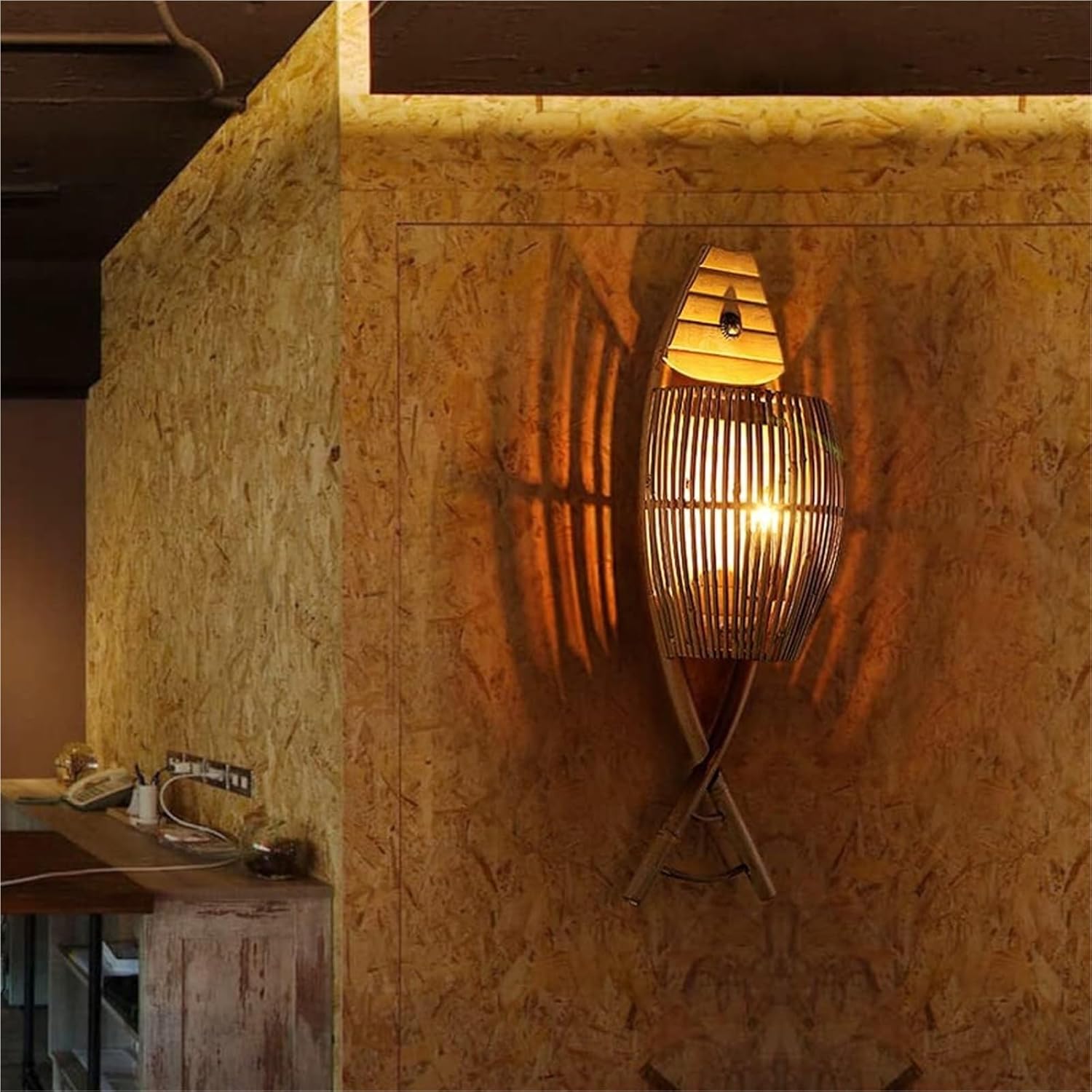 Creative Lights Kitchen Island Solid Light Fish-Shaped Lantern Rattan Light Handmade Woven Hanging Light Fish Lamp Fabric/Wall Light
