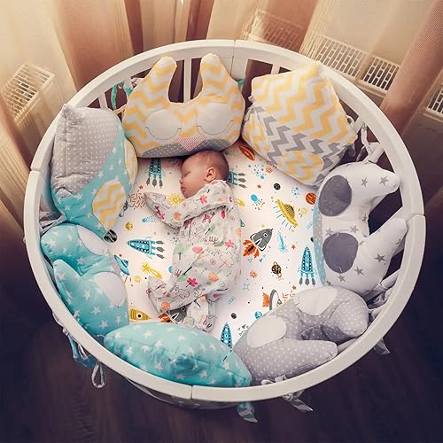 Miniatura 29 de Cloele Sábanas bajeras cuadradas perfectas para colchones portátiles de 36 x 36 pulgadas, sábanas cuadradas de jungla para cuna, sábana bajera