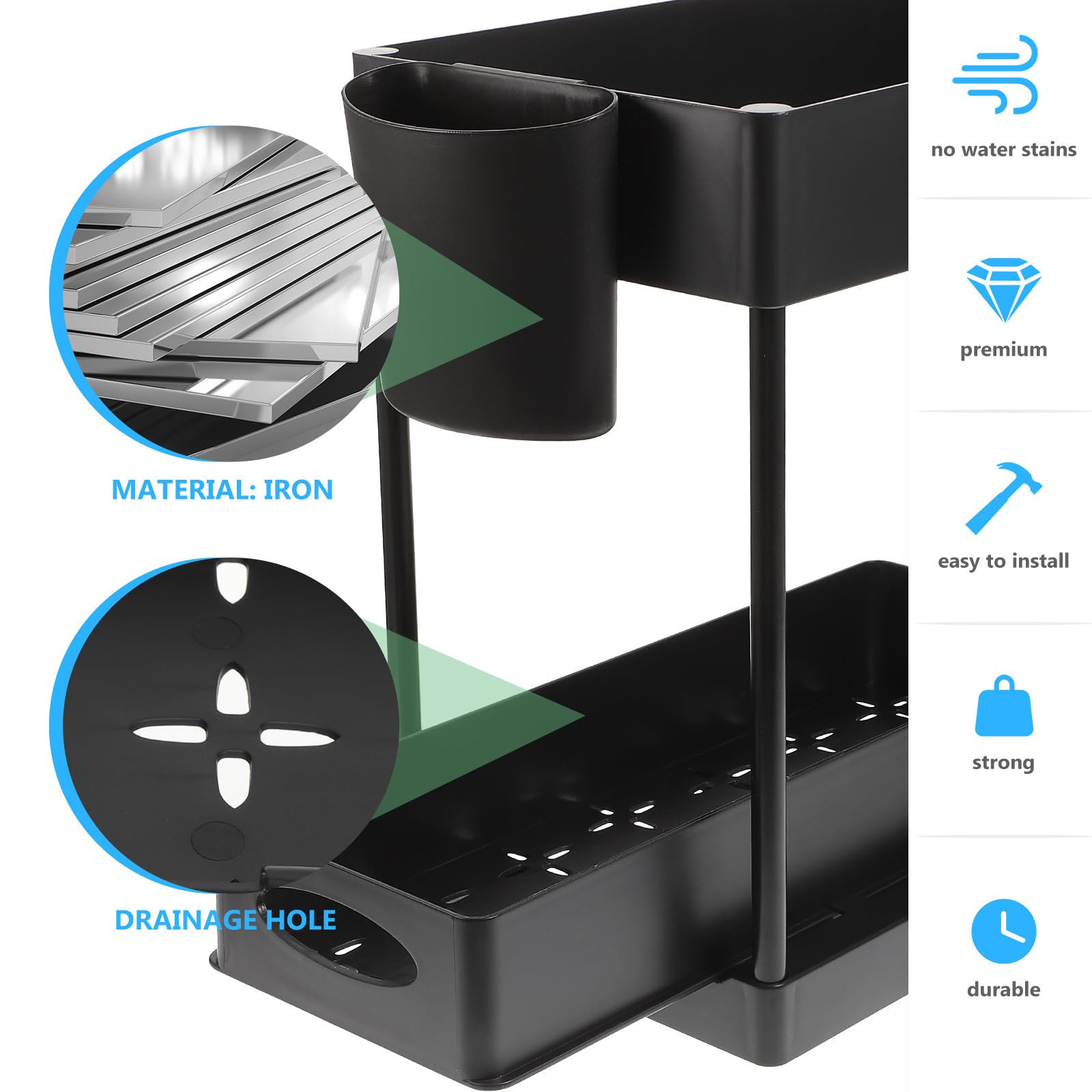 Organizador de Baño Debajo del Lavabo de 2 Capas Cajón Deslizante, Gran Capacidad, Material Abs Resistente y Diseño para Cocina