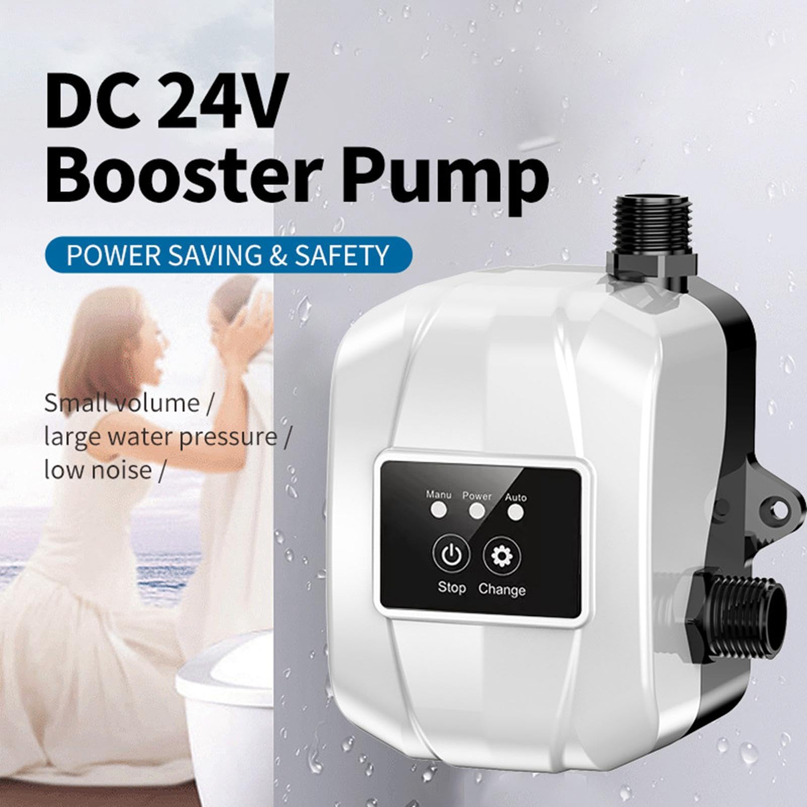 Pompa di Sovralimentazione Automatica dell'Acqua con Motore Brushless, a Basso Consumo E Silenziosa, Adatta per Installazioni Domestiche, Bianco