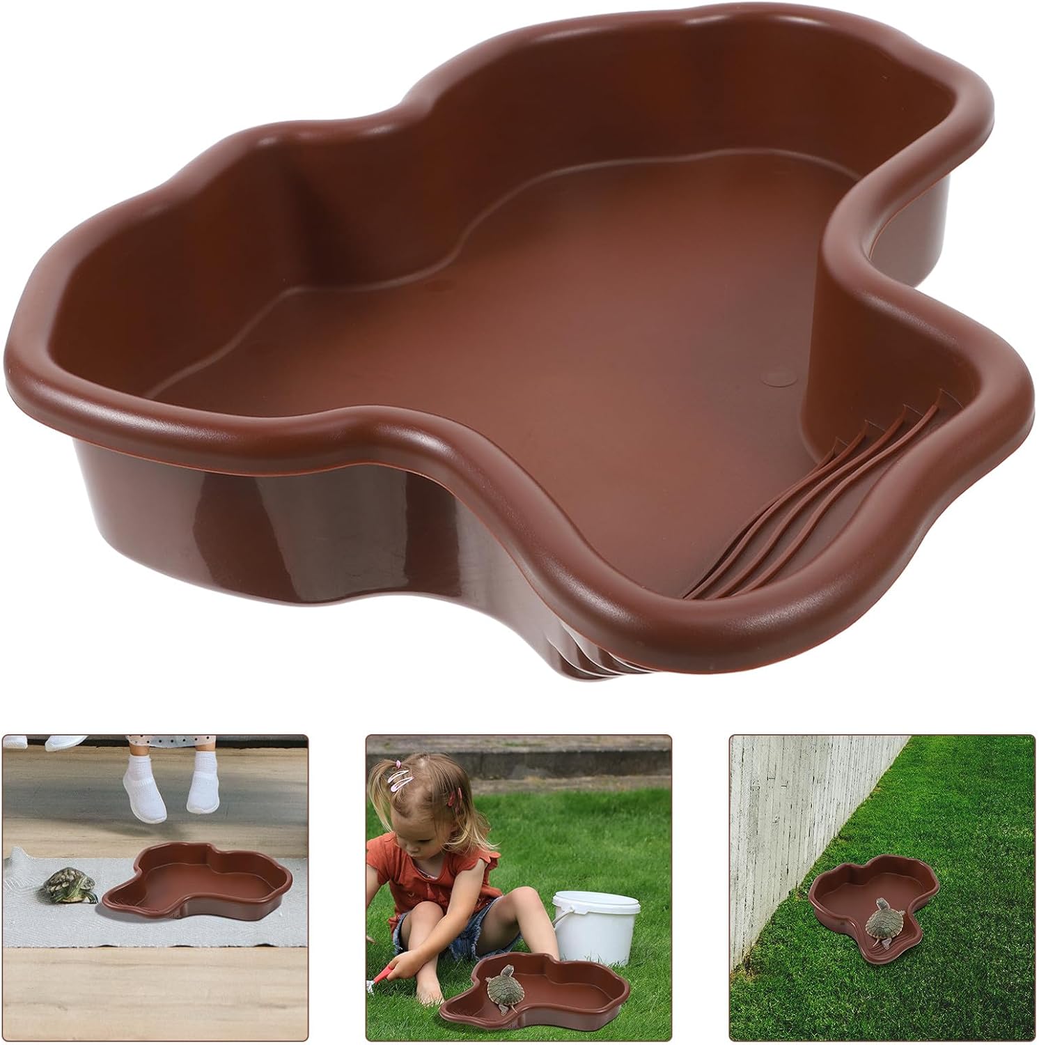 Luxshiny Large Tortoise Bathing Pool Reptile Water Dish Terrarium Bowl for Turtle Habitat Soaking and Frog Pond Use