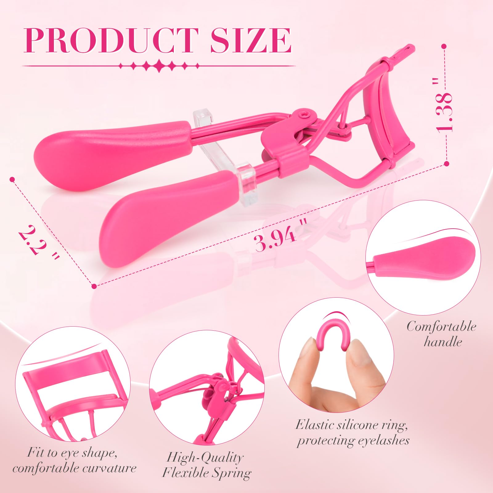 ODELY Eyelash Curler with Pads, Lash Curler 2 Pcs with 10 Extra Silicone Replacement Pads, Comfortable Grip for Effortless Curling – Eyelashes for The Perfect Eye Contour (Barbie Pink)