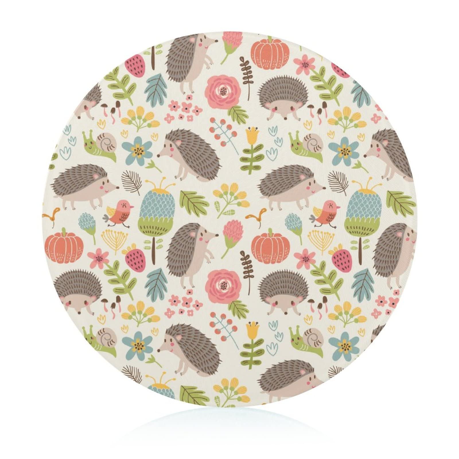 Planche à découper en verre motif hérisson jaune pour l'apéritif et la décoration de cuisine