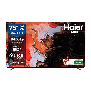 Haier 189 cm (75) New M80F Series 4K Ultra HD Smart Mini LED Google TV H75M80FUX (2025 Model)