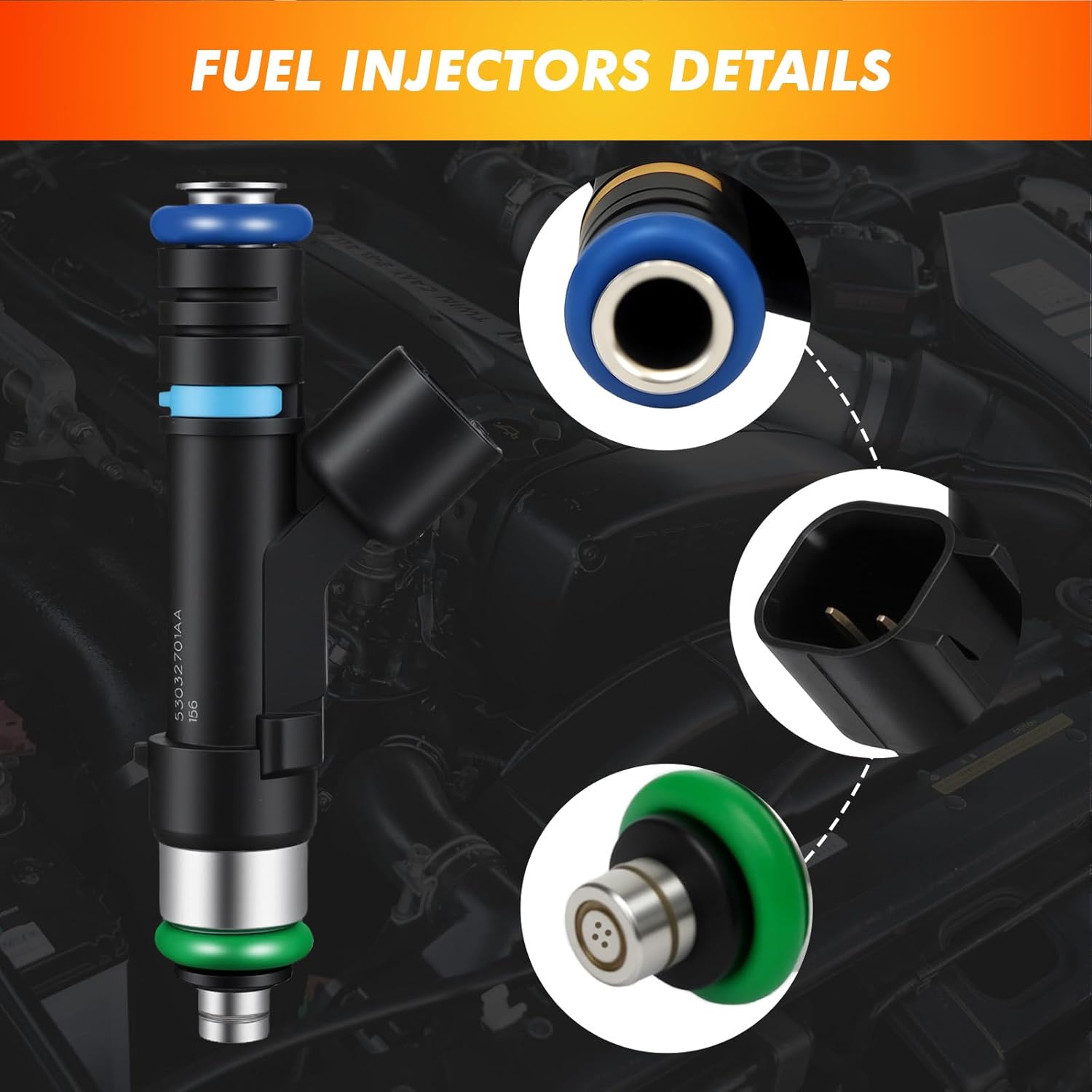 2004-2012 Fuel Injector Compatible for Dodge Nitro 04-11, Dakota, Durango, Ram 1500, for Jeep Liberty, Commander, Grand Cherokee 04-10, for Mitsubishi Raider 07-09 3.7L V6, Replace 0280158020