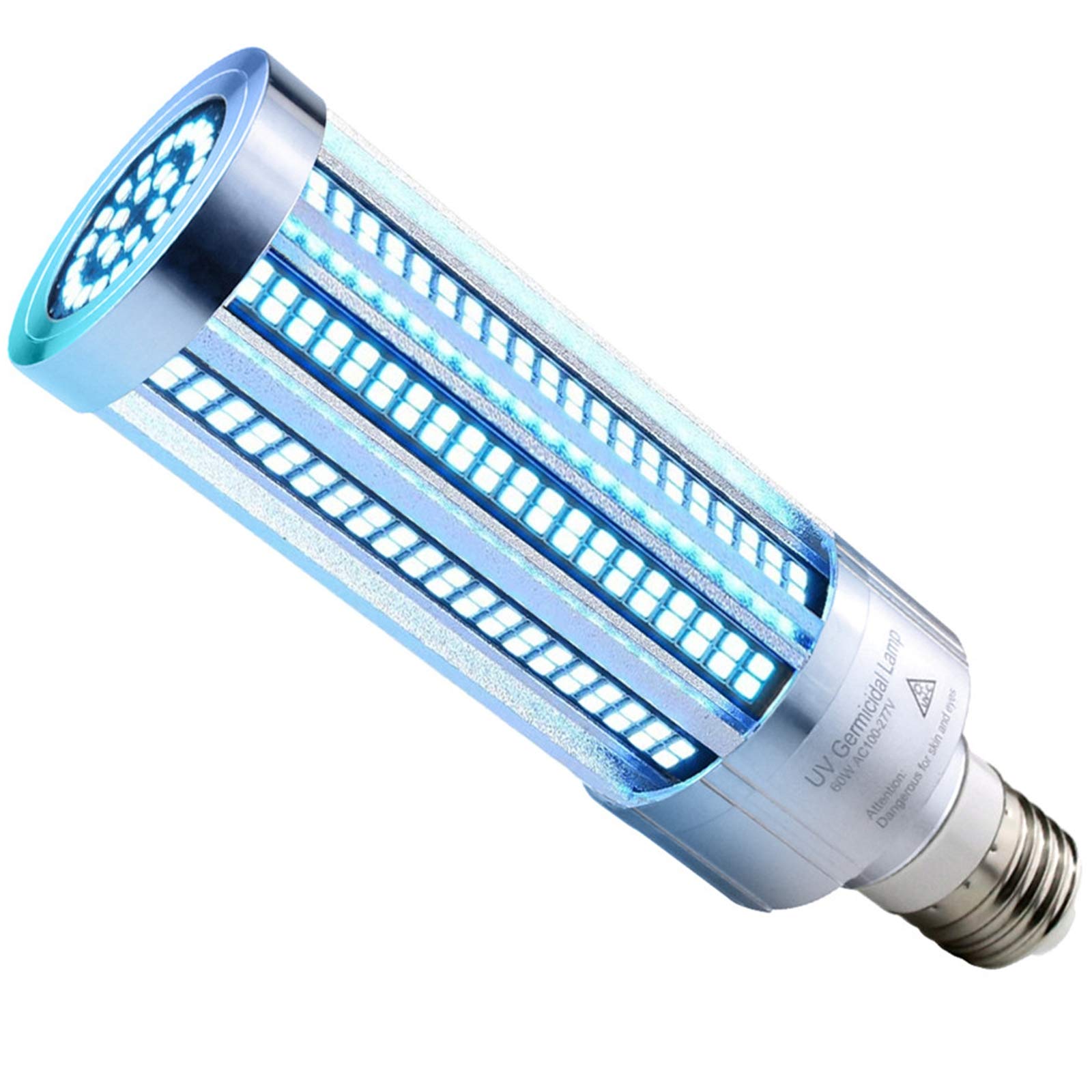 Lámpara germicida UV de 60 W, bombilla LED UVC de base E27, esterilizador de desinfección UVC de ozono bombilla ultravioleta de maíz,Lamp
