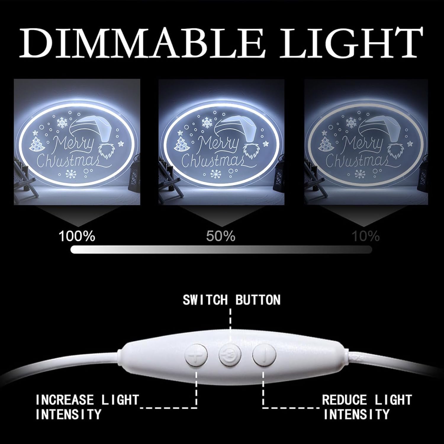 Merry Christmas Neon Sign Christmas Neon Light Wall Decor for Kids Bedroom Living Room Home Window Holiday Party Bar Gift Art for Boys Girls Family-11.75 x 11.5 IN-USB Powered-Acrylic